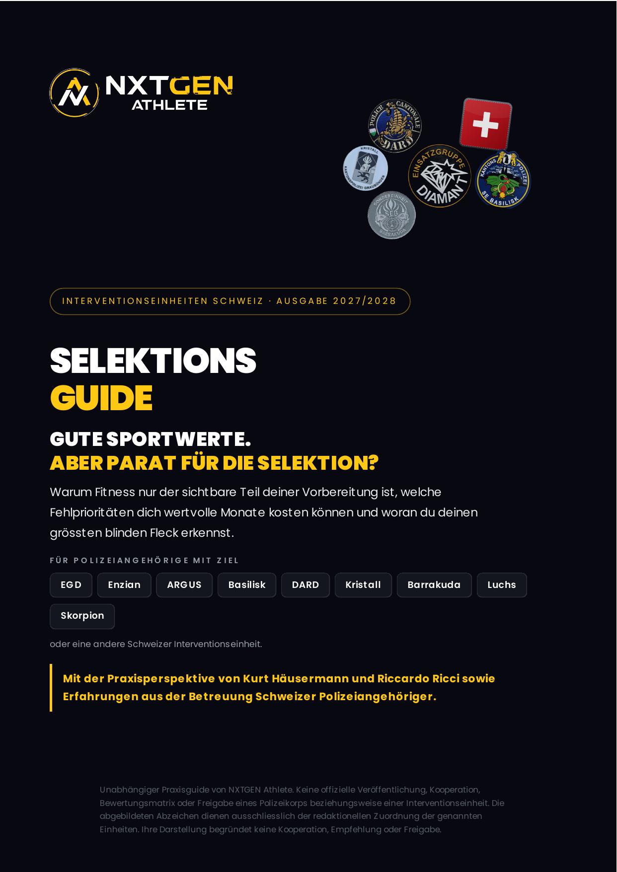 Cover: Selektionsguide Schweiz
